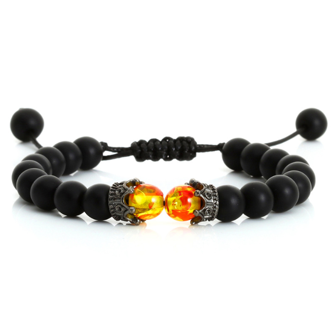 Stone Weaving Bracelet Vintage Versatile Electroplated Side Crown Beaded Bracelet Men Handicraft