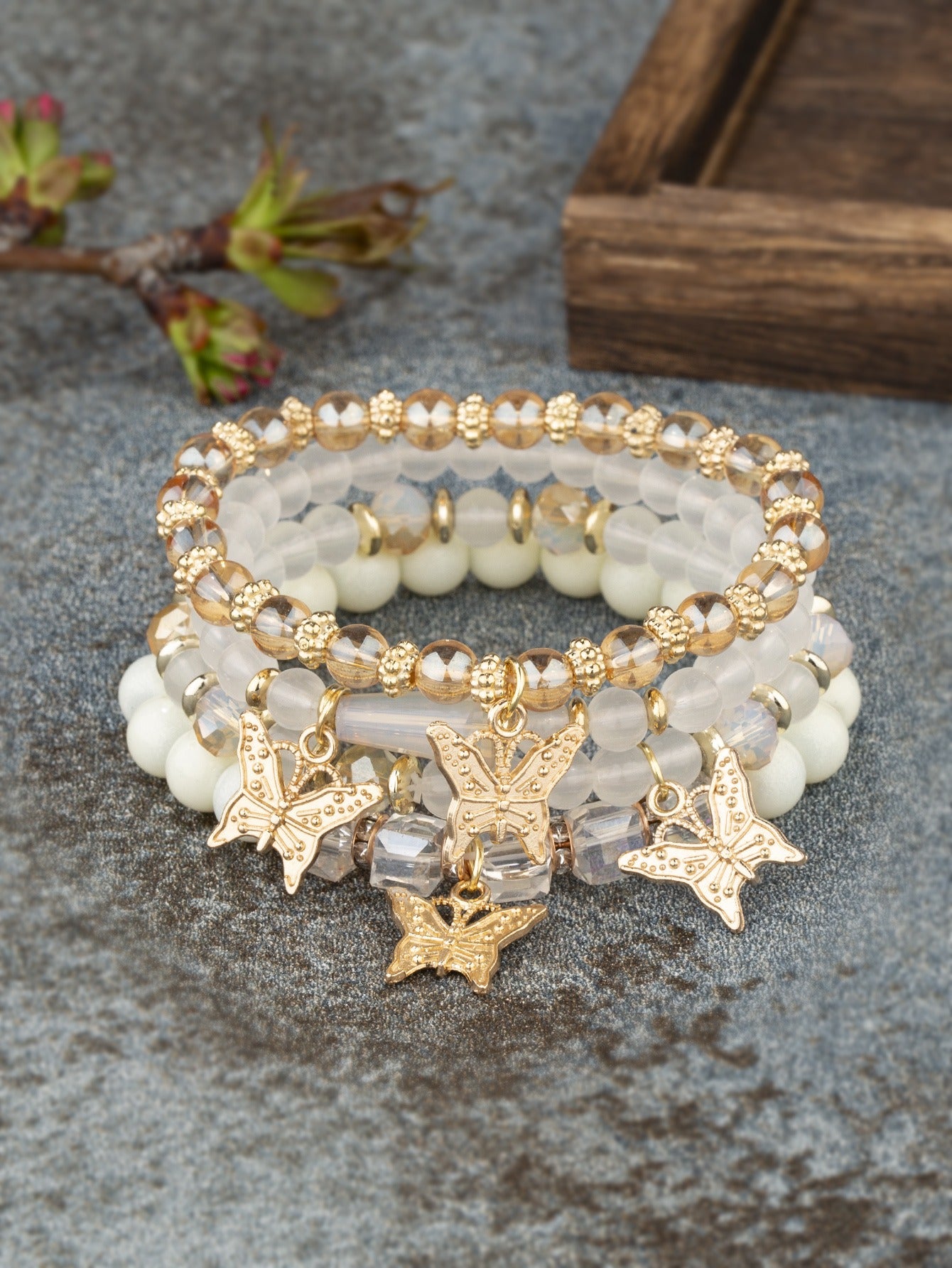 New Bohemian Bracelet Creative Women's Jewelry Butterfly Crystal Multi layered Beaded Fashion Bracelet