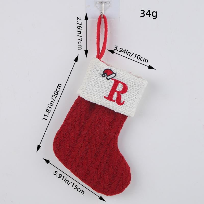 Red letter Christmas socks woolen knitted Christmas socks festive festive Christmas pendant decoration