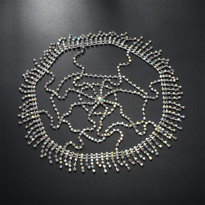 New Fashion Hair Accessories Personality Tassel Rhinestone Mesh Headwear Female Model Catwalk All-Match Trend Accessories