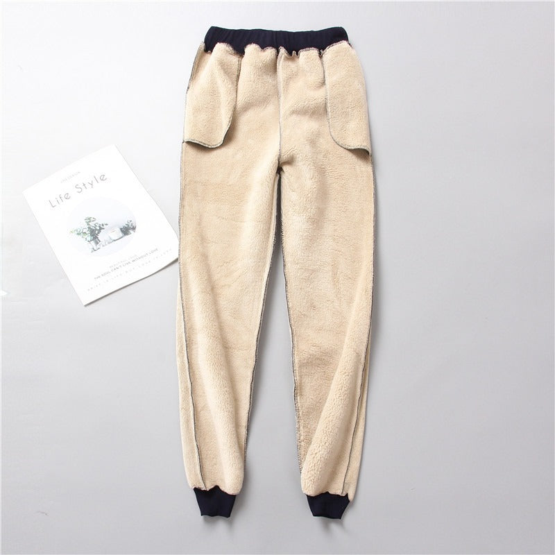 Lamb Fleece Sweatpants Women's Winter Loose Plus Fat Plus Fleece Thickened Harun Warm Pants
