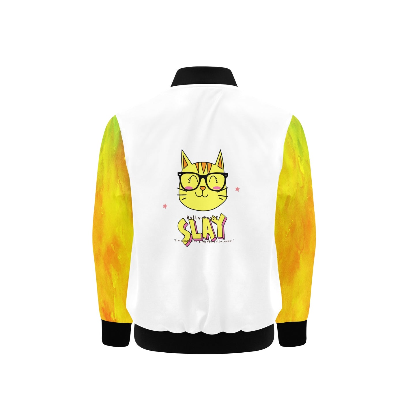 Bully-Proof Da Nerd Kat Slay Kids' Bomber Jacket with Pockets (H40)