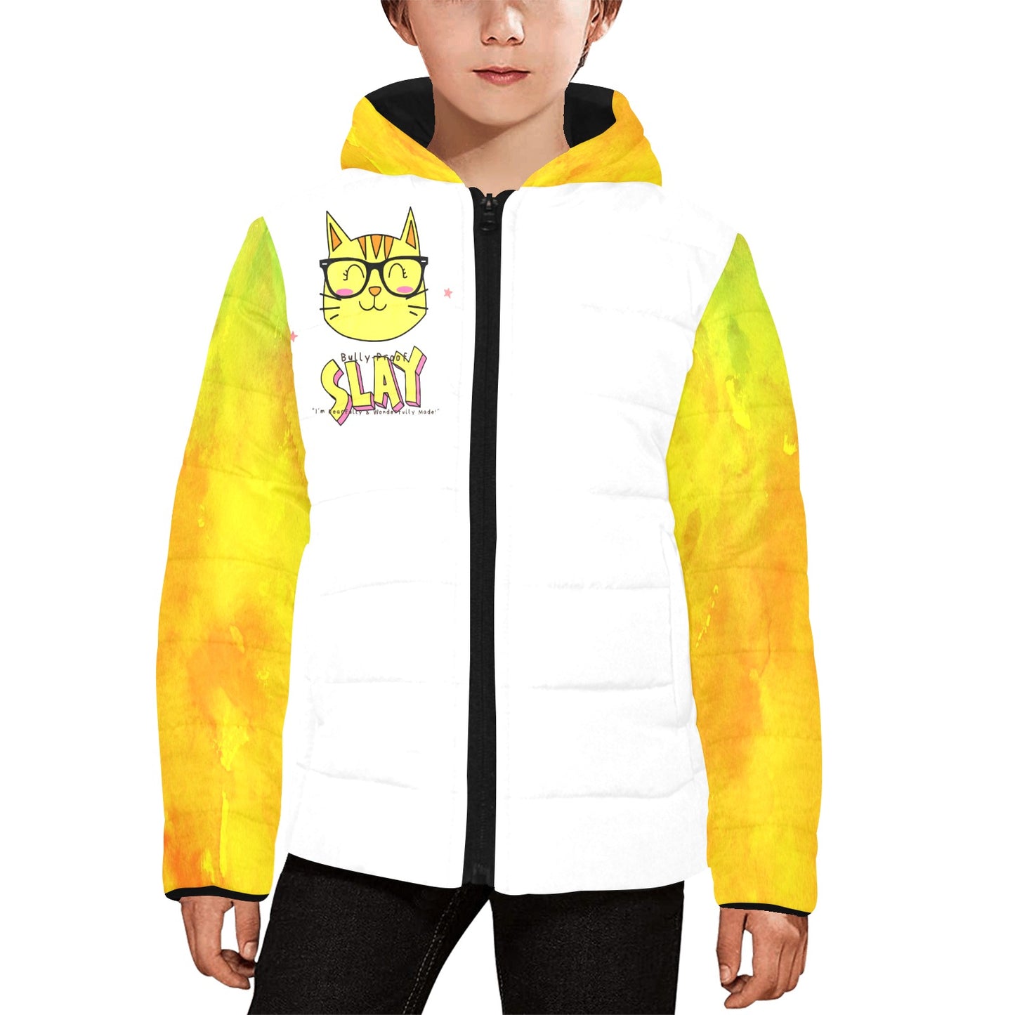 Bully-Proof Da Nerd Kat Slay Kids' Padded Hooded Jacket (H45)