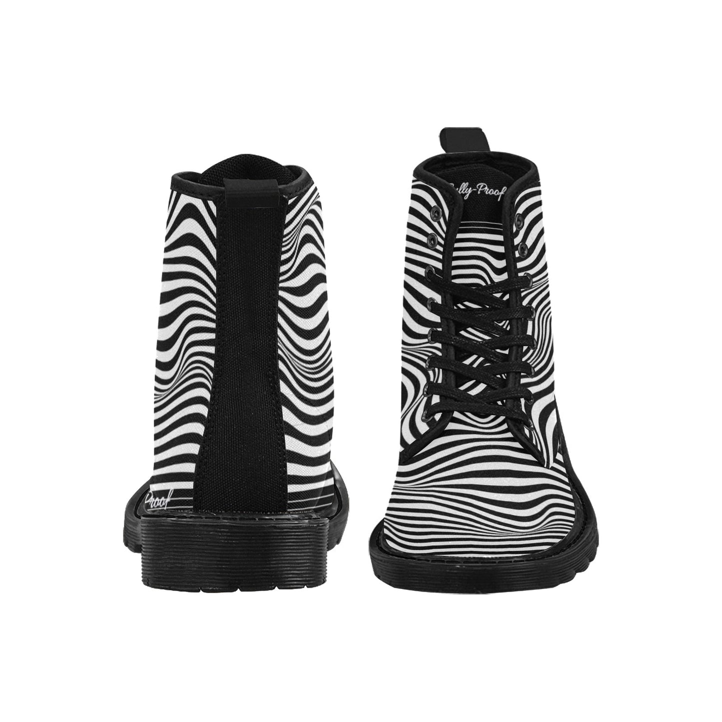Bully-Proof Men's Lace Up Canvas Boots (Model1203H)(Black)