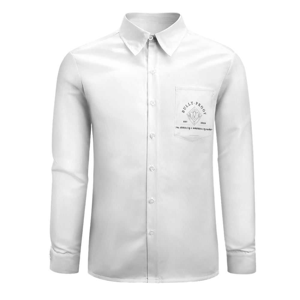 Bully-Proof Peach Velvet Casual One Pocket Long Sleeve Shirt