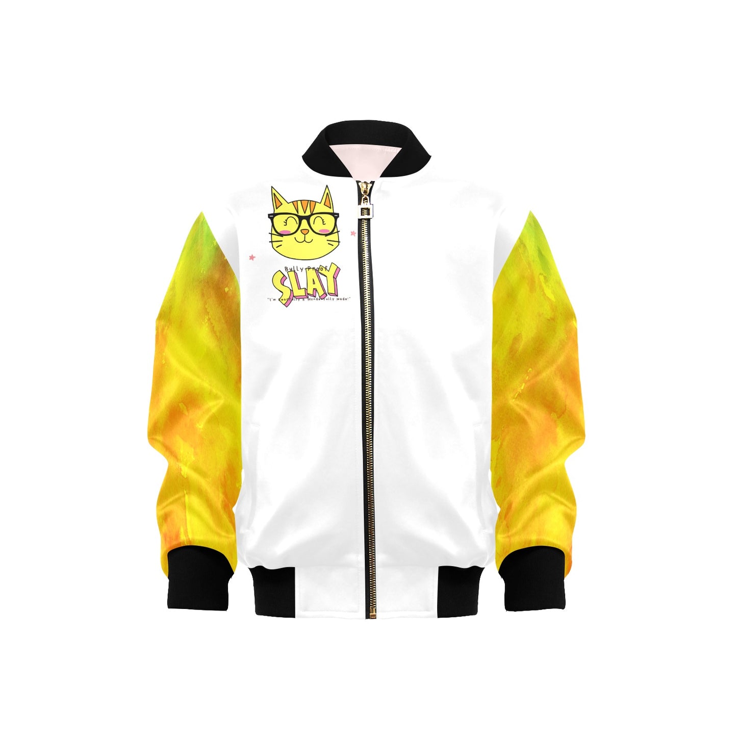 Bully-Proof Da Nerd Kat Slay Kids' Bomber Jacket with Pockets (H40)