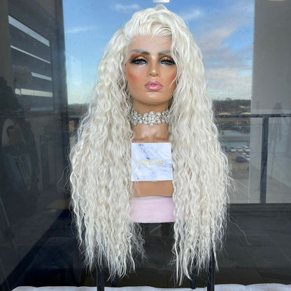 Wig Ladies Front Lace Chemical Fiber Long Curly Hair Set Wig Chemical Fiber Hair Wig