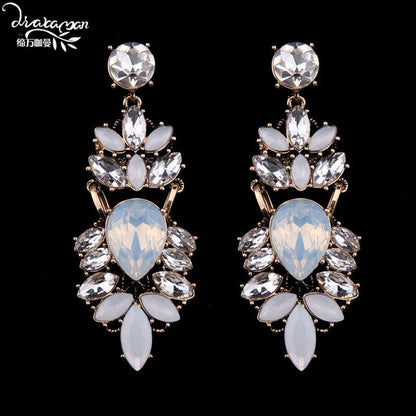 Dvacaman Brand  Rhinestone Crystal Drop Earrings Women Fashion Handmade Flower Wedding Earrings Nigerian Party Jewelry O72