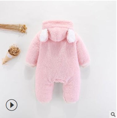 Unisex Baby Rompers Boys Girls Fleece Hooded Winter Fleece Jumpsuit Soft Cute  Cartoon Coats Newborn Infant Bodysuits