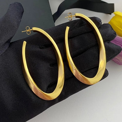 Fashion brand famous designer new trend of minimalist high-grade brass gold-plated oval ear bracelet