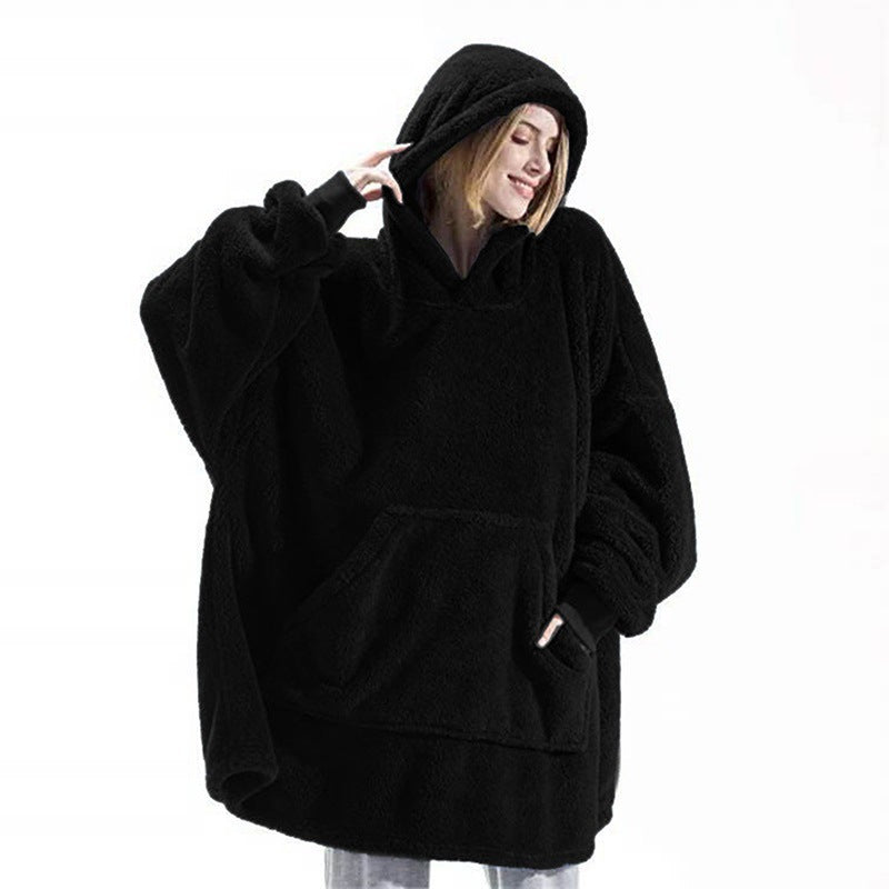 Comfortable And Loose Double Sized Velvet Hoodie In Autumn And Winter Thickened And Wearable Blanket New Home Clothes