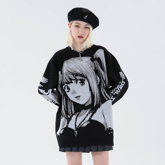 Knitted Harajuku Winter Clothes Women Oversized Sweaters Long Sleeve Top Gothic Fashion Japanese Kawaii Cartoon Streetwear