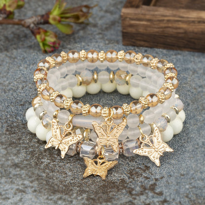 New Bohemian Bracelet Creative Women's Jewelry Butterfly Crystal Multi layered Beaded Fashion Bracelet