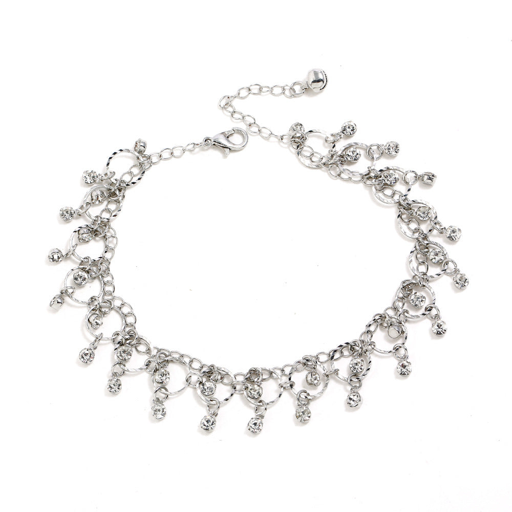 New Jewelry Fashion Beach Dance Yoga Anklet Japanese And Korean Simple Rhinestone Tassel Anklet