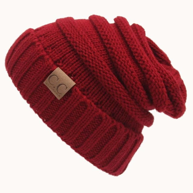 CC Beanies Hats & Caps Women Winter Knitted Wool Cap Men Casual Unisex Solid Color Hip-Hop Skullies Beanie Warm Hat