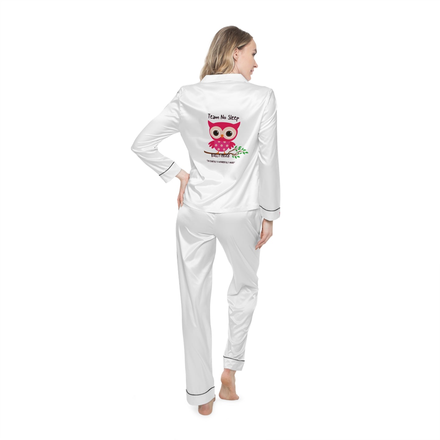 Bully-Proof Team No Sleep Women's Satin Pajamas (AOP)