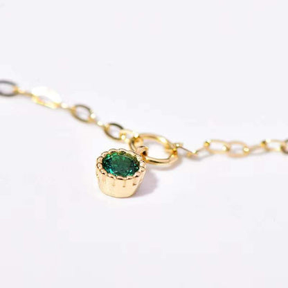 S925 Sterling Silver Plated 14K Gold Anklet Female Ins Style Temperament All-Match Emerald Diamond High-End Summer Anklet