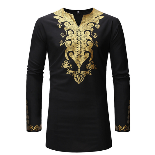 Long sleeve shirt men's bronzing African style Ouma men's shirt