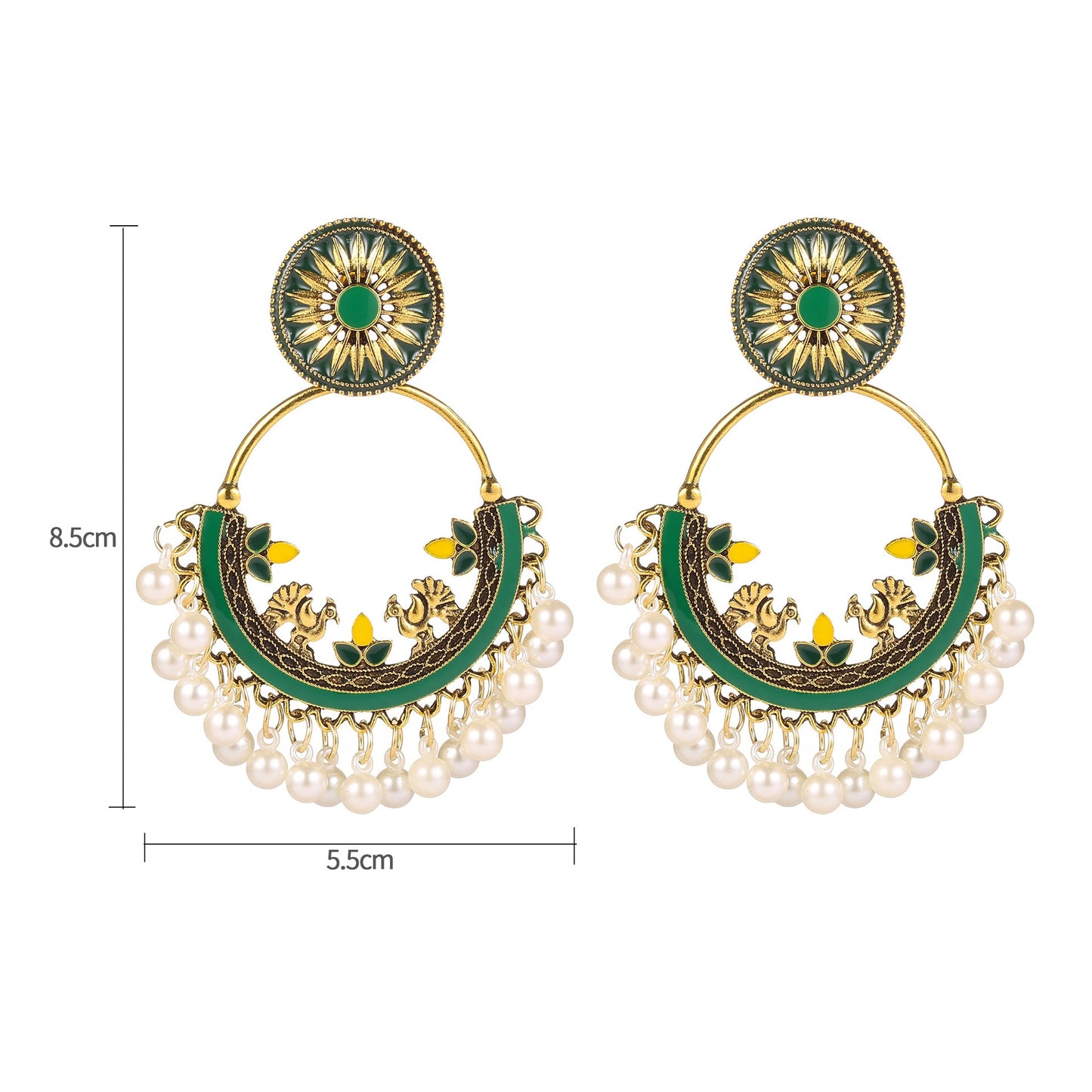 Moon alloy earrings jewelry exaggerated retro Indian style hollowed out bell pendant design sense earrings jewelry