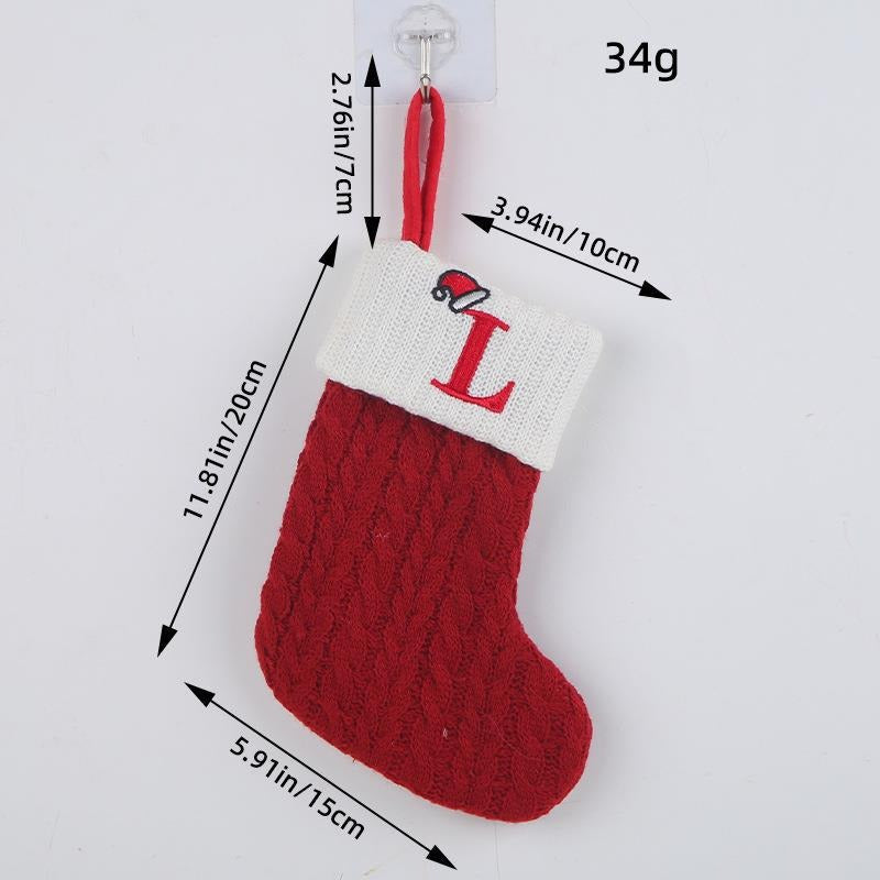 Red letter Christmas socks woolen knitted Christmas socks festive festive Christmas pendant decoration
