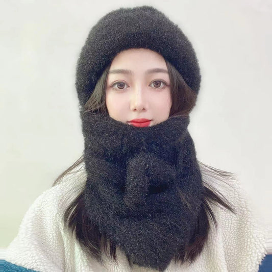 Hats Women's Autumn And Winter Hats Scarves One Piece Squirrel Fur Snow Hats Plush Wool Hats Plush Ear Protection Knitted Hats