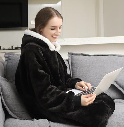 Ultra Plush Blanket Winter Oversized Hoodies Warm TV Blanket with Sleeves Pocket Flannel Thick Sherpa Oversize Hoody Sweatshirts