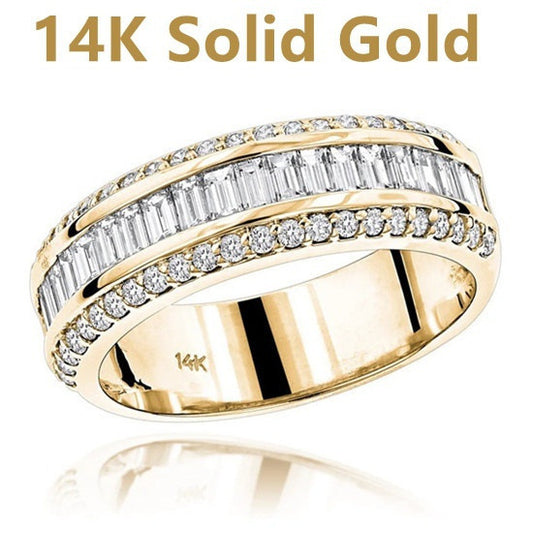 Korean popular simple gold three-drain 14 K diamond fashion ring