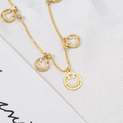 S925 Sterling Silver Smiley Face Anklet Women's New Summer Niche Design Light Luxury Fashion Personality Anklet