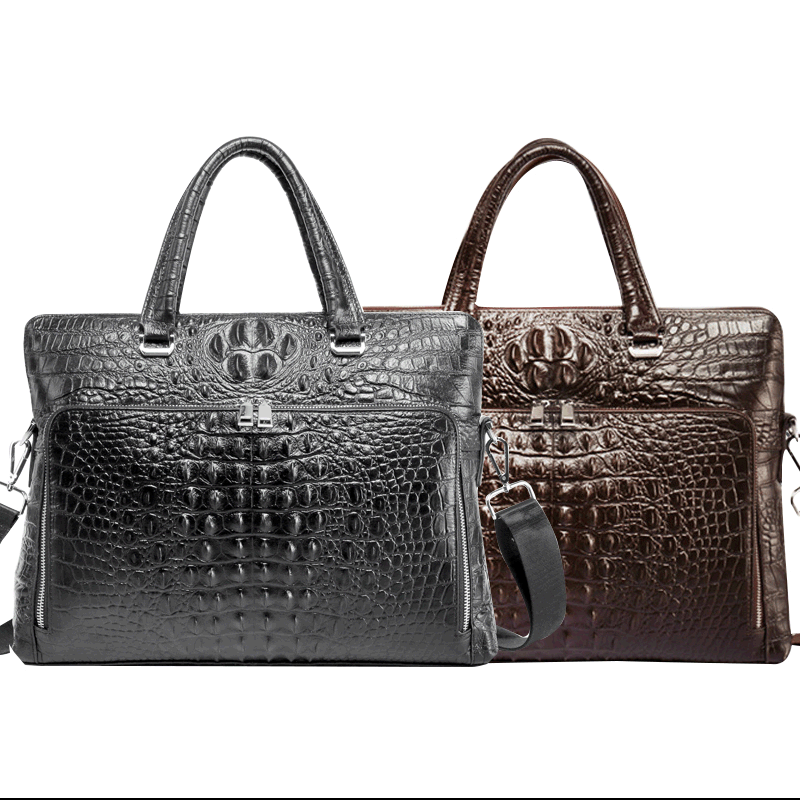 Crocodile Handbags for Men Genuine Leather Laptop Bag High Quality Leather A4 Business Shoulder Bags Male Large Briefcases