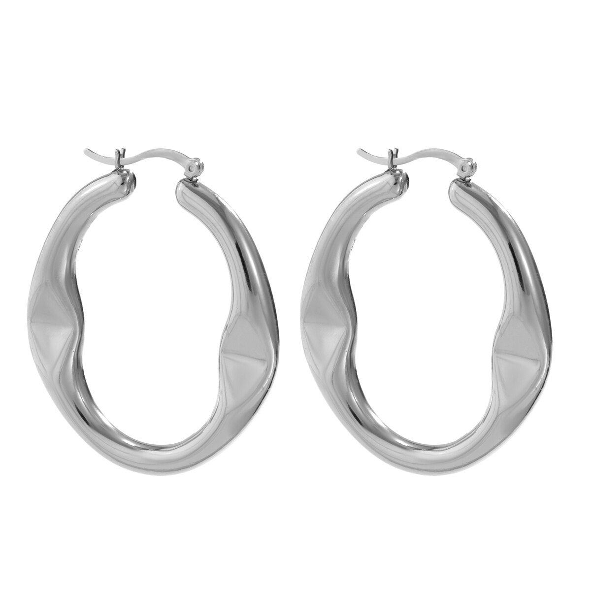 Personality Metal U-Shaped Hollow Geometric Earrings Women's Business All-Match Oval Crease Earrings