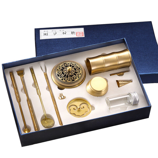 Incense Path Tool Entry Set Incense Powder Incense Making Incense Cutting Tool Tray Seal Cutting Pure Copper Incense Burner