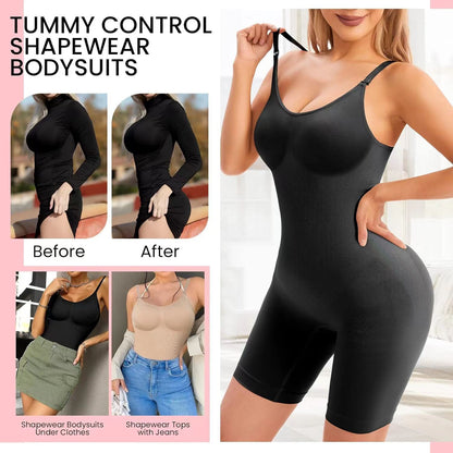 One piece shapewear waistband postpartum repair long leg pants seamless ribbed adjustable TIKTOK jumpsuit