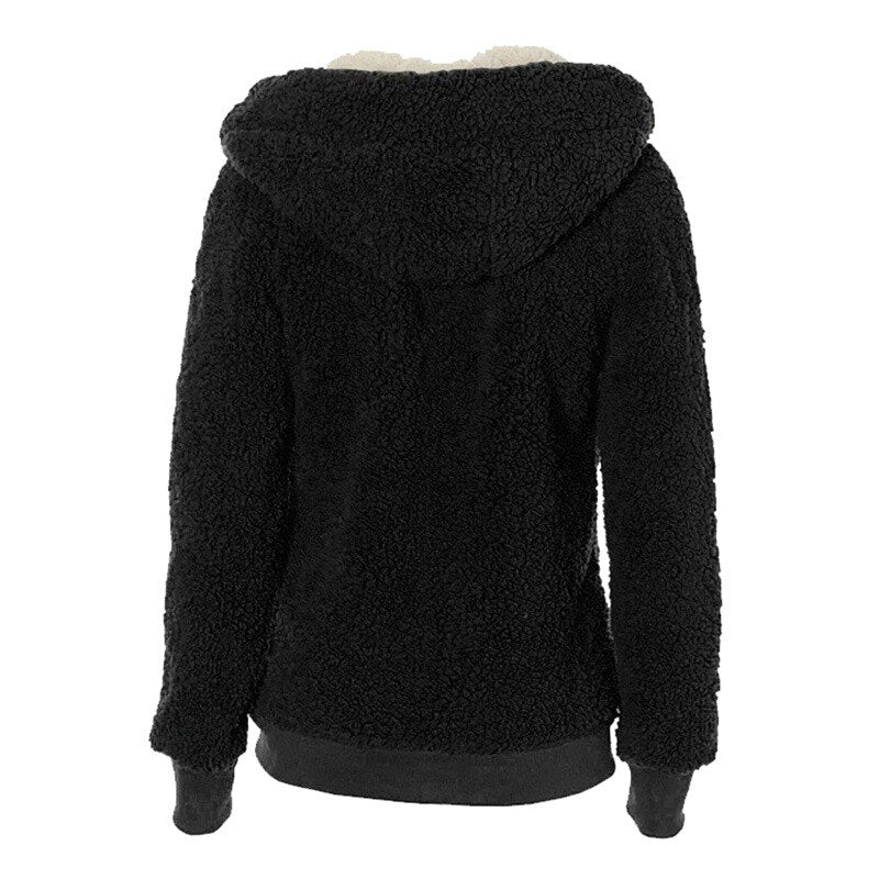 Winter Fleece Sweater Fluffy Thick Hooded Warm Zipper Cardigan Women Winter Coat Sherpa Tops Cardigan Sweaters