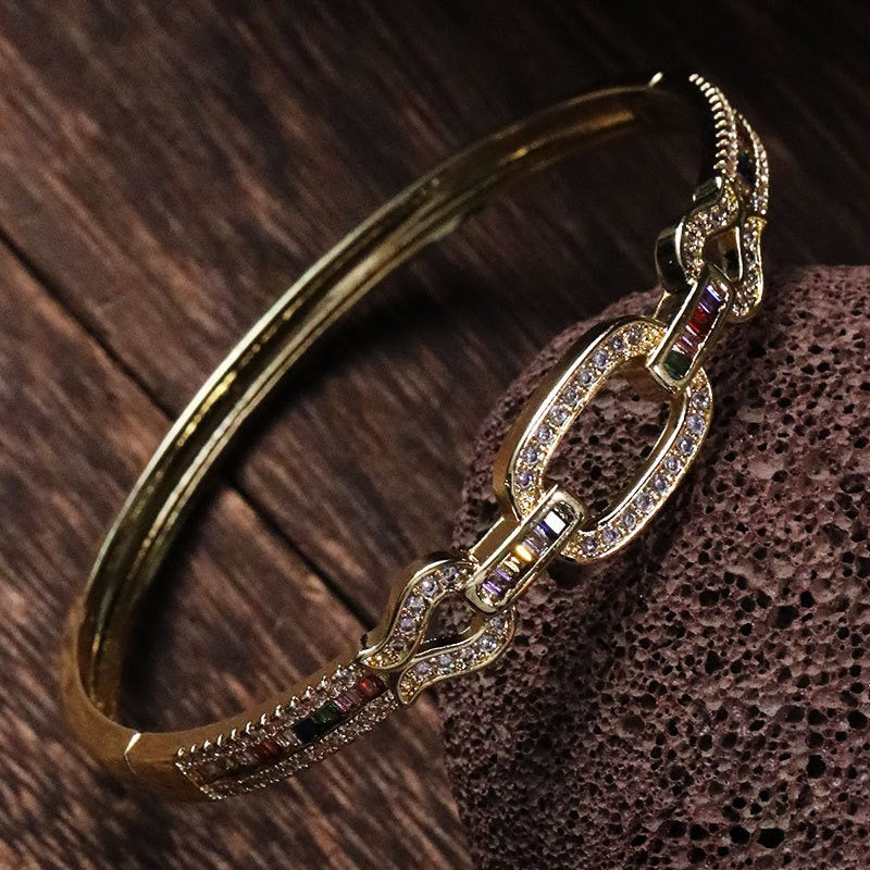 Retro Women's Handicraft Copper Set Zircon Light Luxury Bracelet