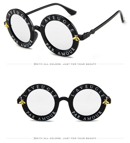 Luxury Fashion Bee Metal Frame Circle Glasses