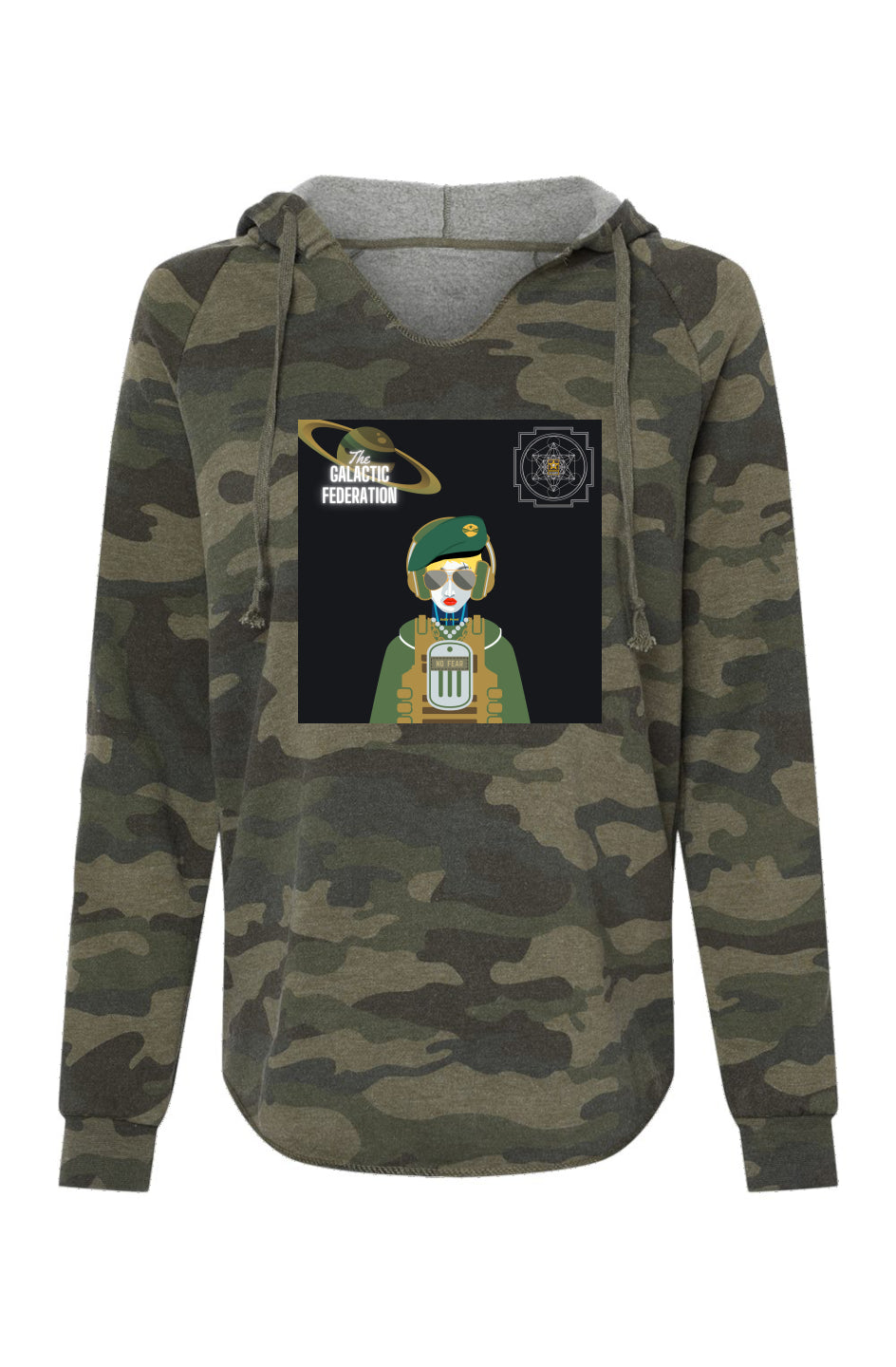 Bully-Proof US Army NFT Collection Womens Lightweight Camo Hooded Sweatshirt