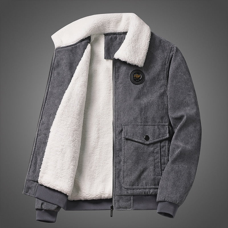 Thickened Cashmere Cotton Jacket For Men's New Winter Korean Casual Corduroy Lapel Jacket For Men