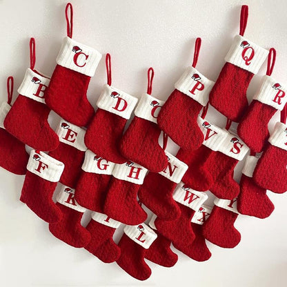 Red letter Christmas socks woolen knitted Christmas socks festive festive Christmas pendant decoration