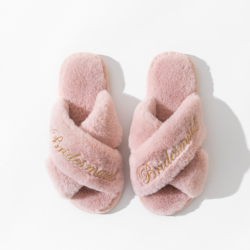 Cross slippers, plush slippers