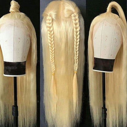 European and American Women's Wig Front Lace Wig Female 613 # Long Straight Hair Chemical Fiber Wig Head Cover Wigs