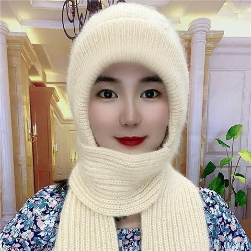 Hats Women's Autumn And Winter Hats Scarves One Piece Squirrel Fur Snow Hats Plush Wool Hats Plush Ear Protection Knitted Hats