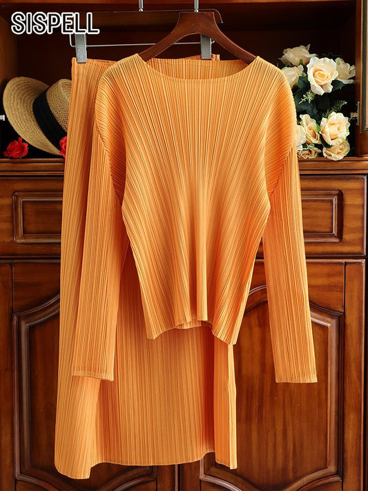 Pleated Suit Skirt Female Fall New Design Sense Top Straight Package Hip Skirt Senior Sense Two-Piece Set