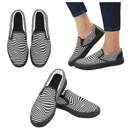 Bully-Proof Off Da Grid Slip-on Canvas Women's Shoes (Model 019) (Two Shoes With Different Printing)