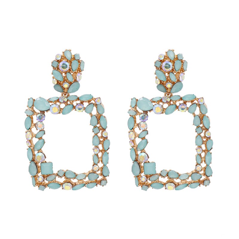 JURAN New za Earrings Women Indian Geometric Statement Earrings Jewelry Femme Crystal Dangle Earrings Accessories