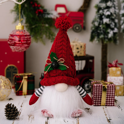 New Christmas decorations, high-end Christmas with lights, dwarf knitted hat, illuminated Rudolf doll ornaments