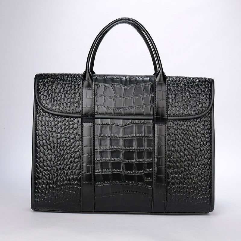 Men's Inches Crocodile pattern Leather Briefcase Laptop Bag Men's Leather Business Bag