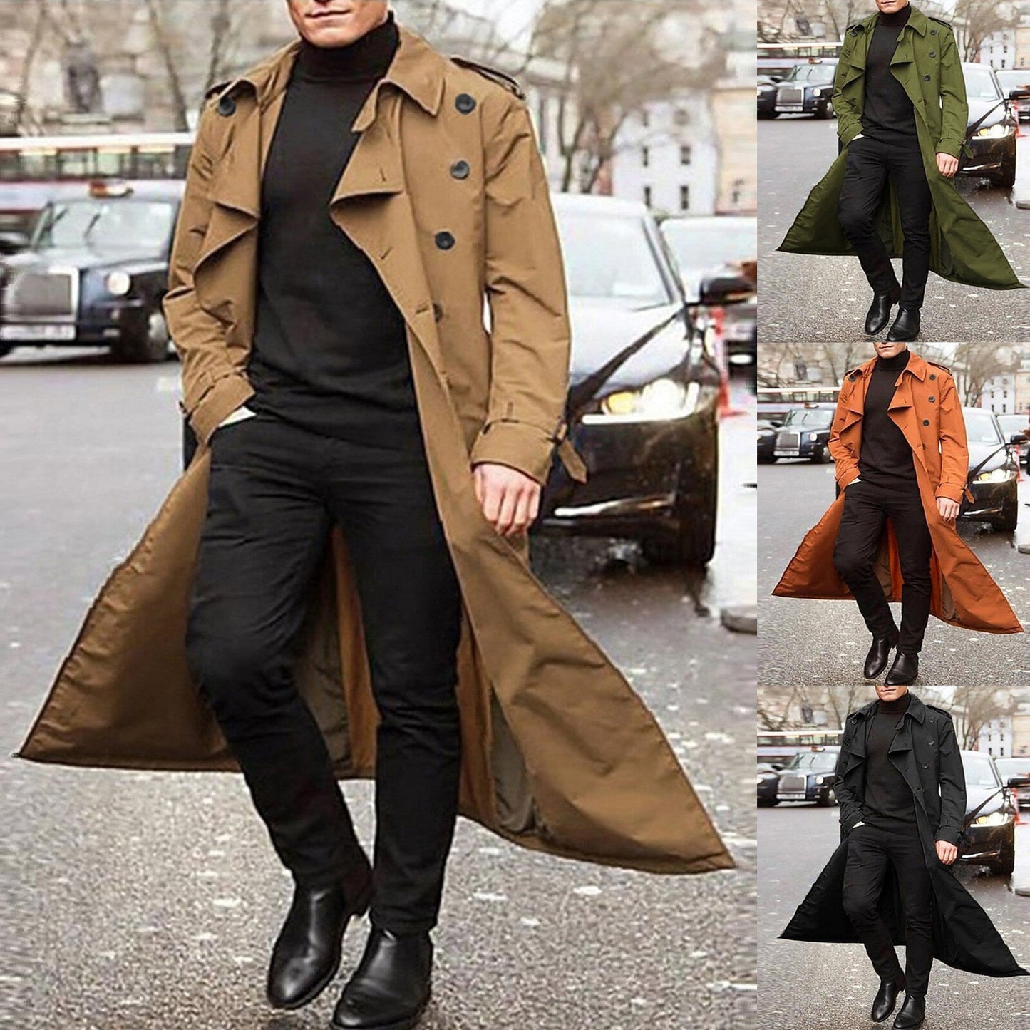 Men Business Jacket Fashion Autumn Long Windbreaker Jacket Overcoat Male Casual Winter Cotton Trench Outwear Coat
