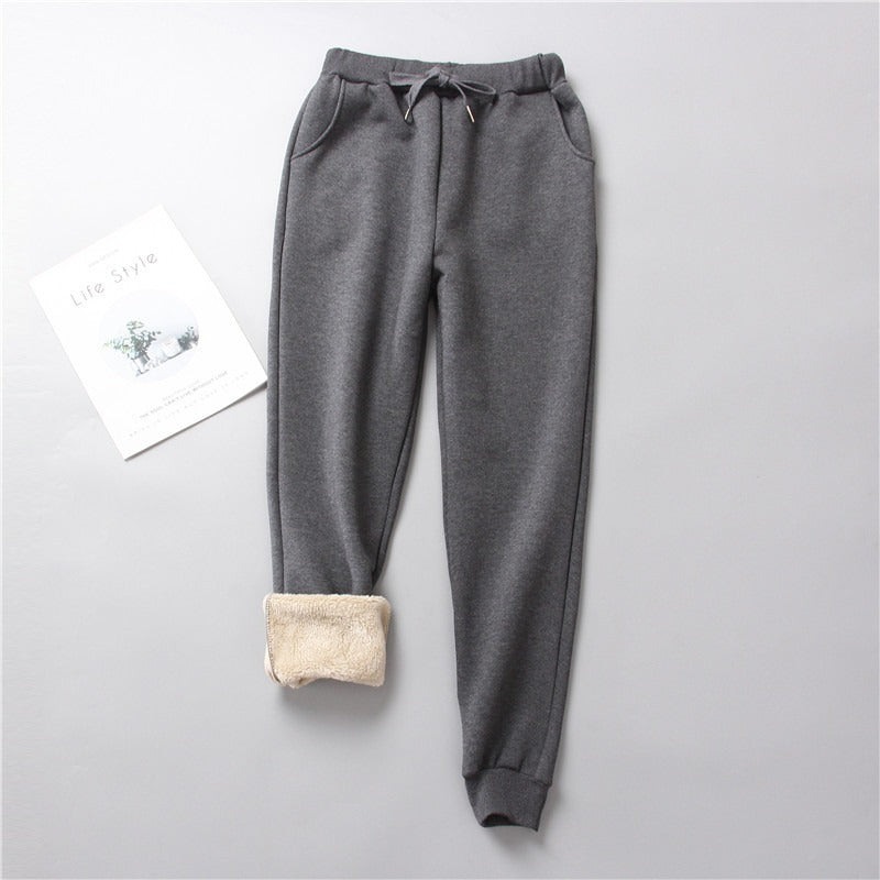 Lamb Fleece Sweatpants Women's Winter Loose Plus Fat Plus Fleece Thickened Harun Warm Pants