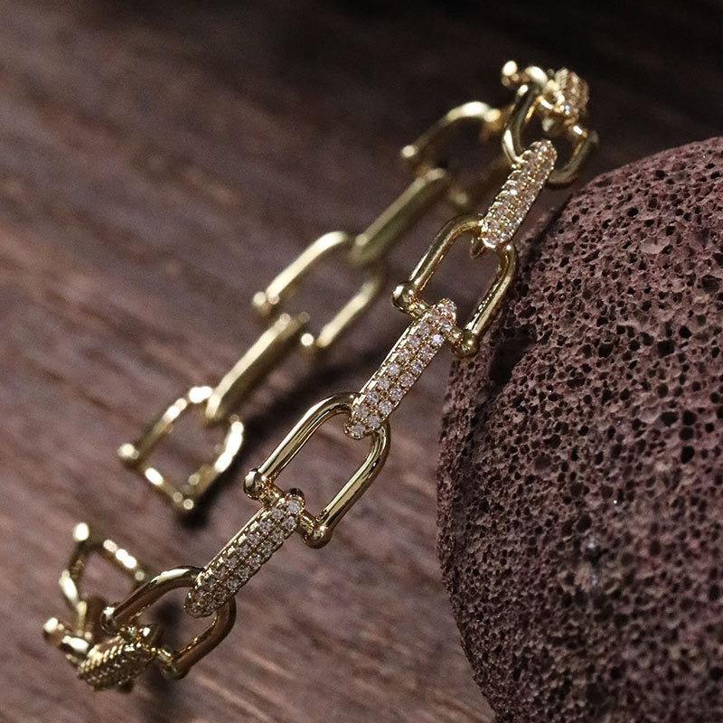 Zircon Inlaid Open Bracelet