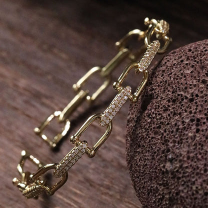 Zircon Inlaid Open Bracelet